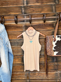 The Mock Neck Tank in Taupe