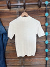 The Ribbed Mock Neck Short Sleeve Sweater