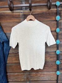 The Ribbed Mock Neck Short Sleeve Sweater