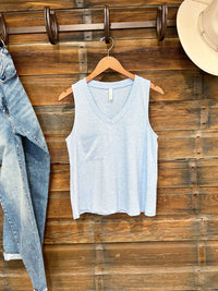 The V Neck Pocket Tank in Blue