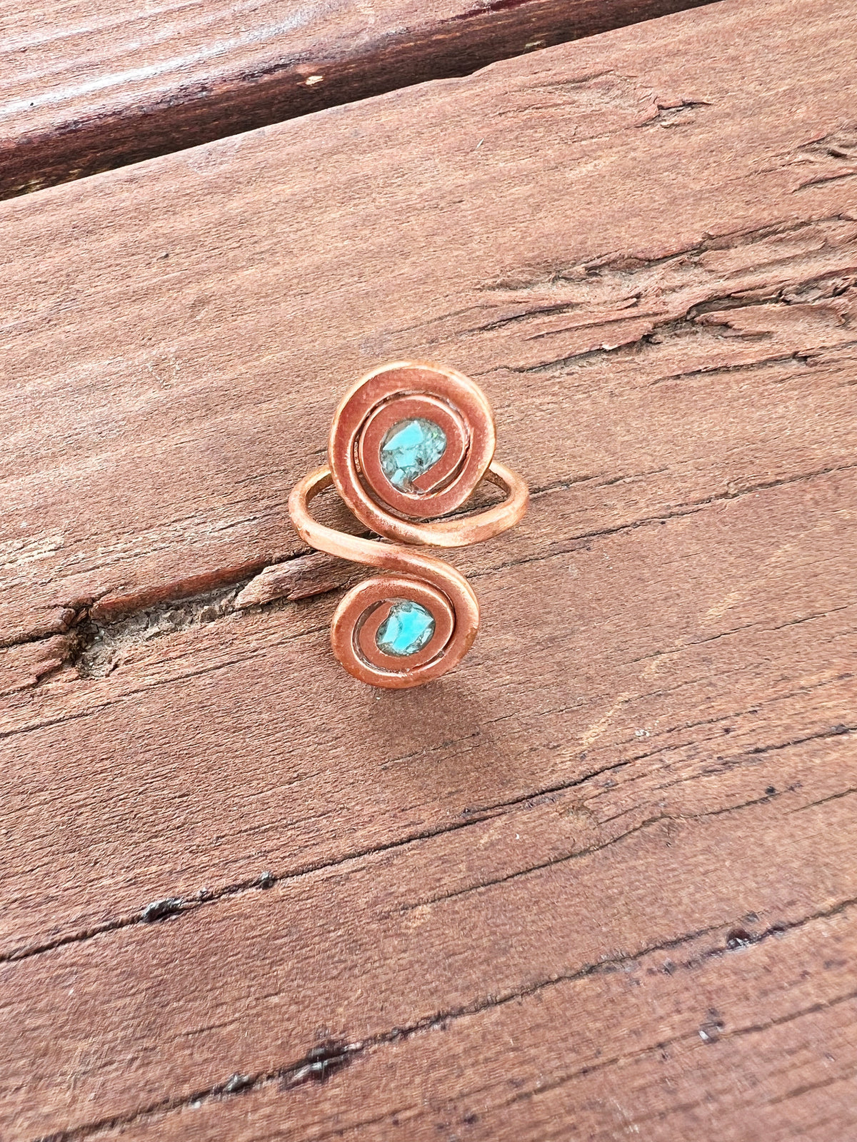 The Copper and Turquoise Adjustable Ring