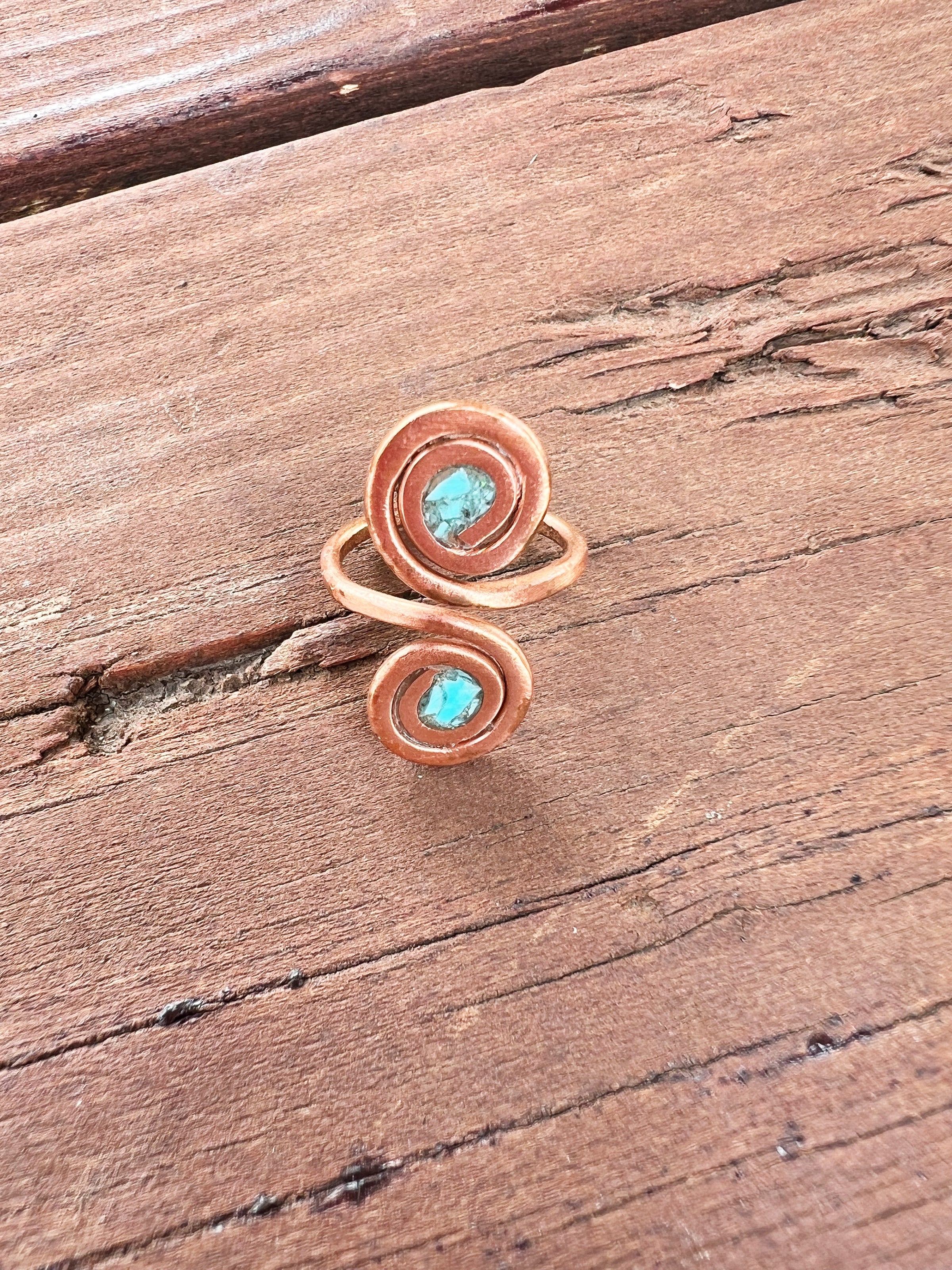 The Copper and Turquoise Adjustable Ring