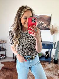 The Leopard Print Crew Neck Top