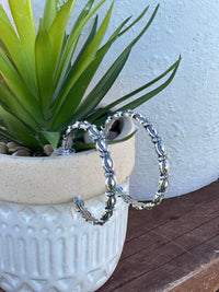 2" Burnished Silver Scalloped Hoop Earring