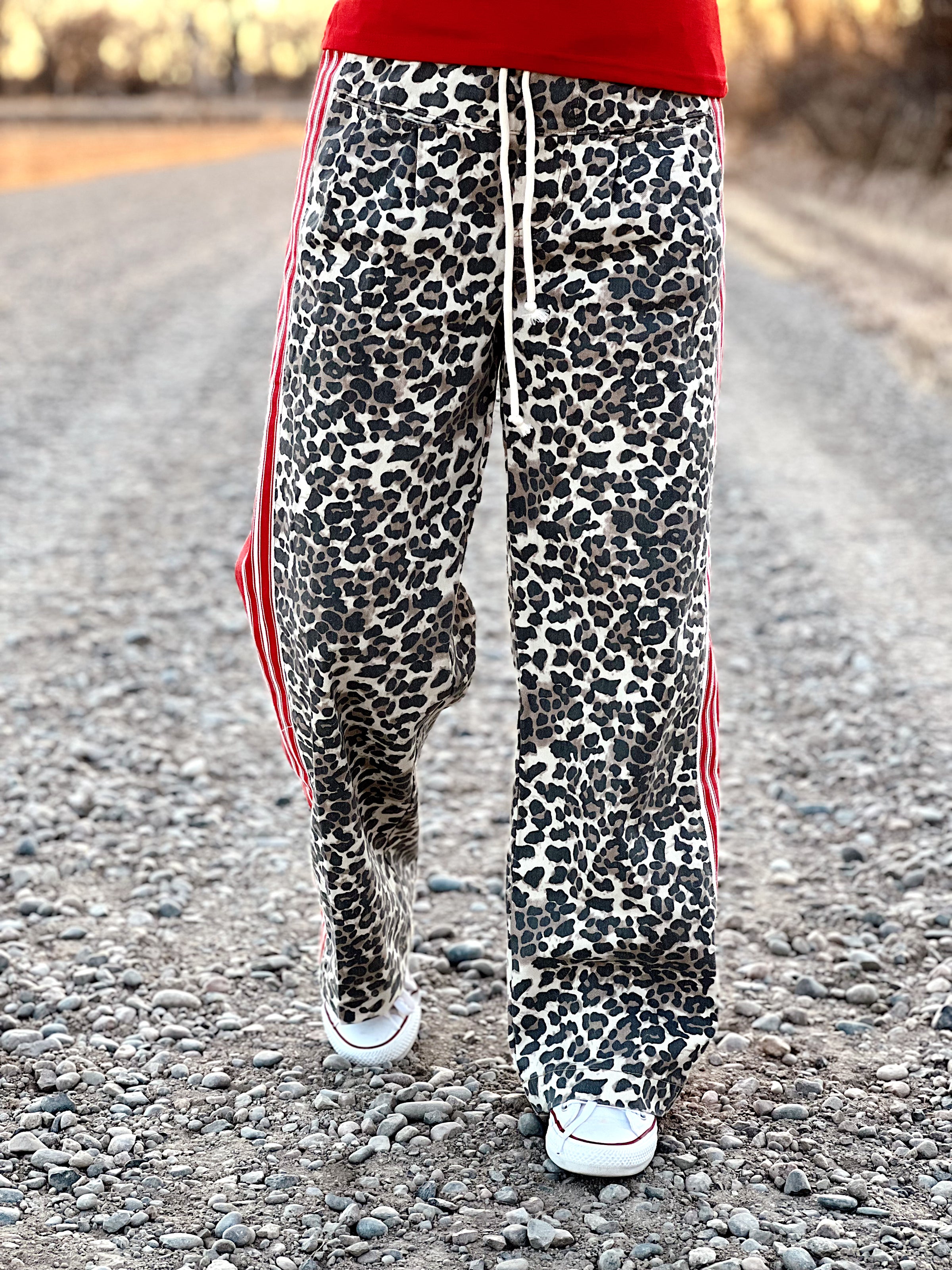 Leopard Striped Wide Legged Jeans