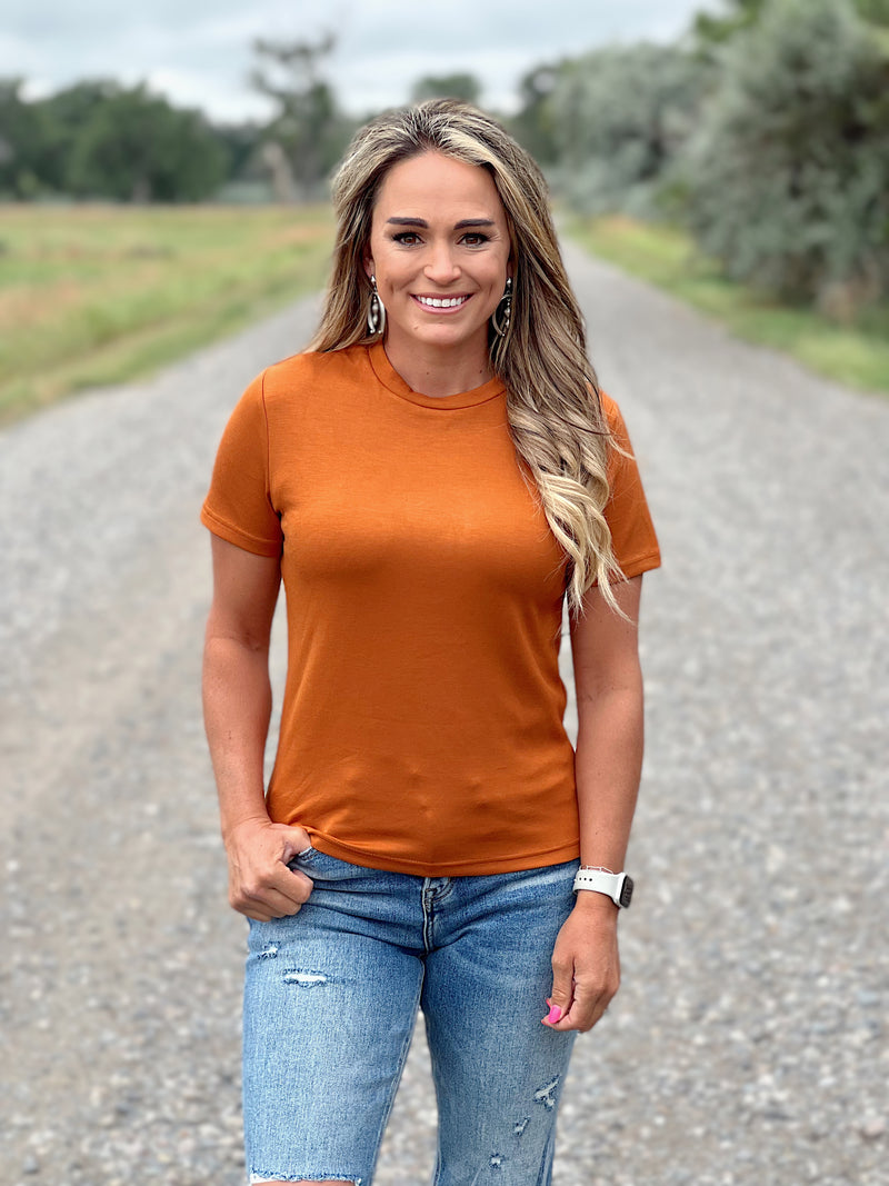 The Basic Stretch Tee in Brown