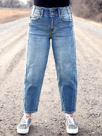 The High Rise Slim Barrel Jean