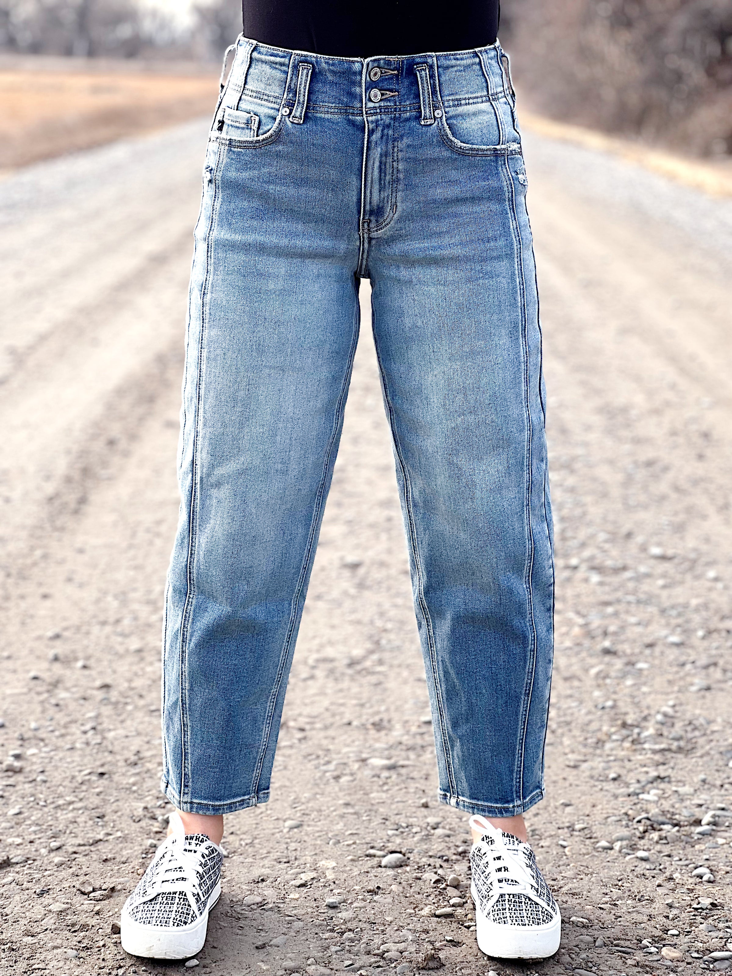 The High Rise Slim Barrel Jean