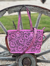The Cheyenne Tooled Leather Purse in Pink