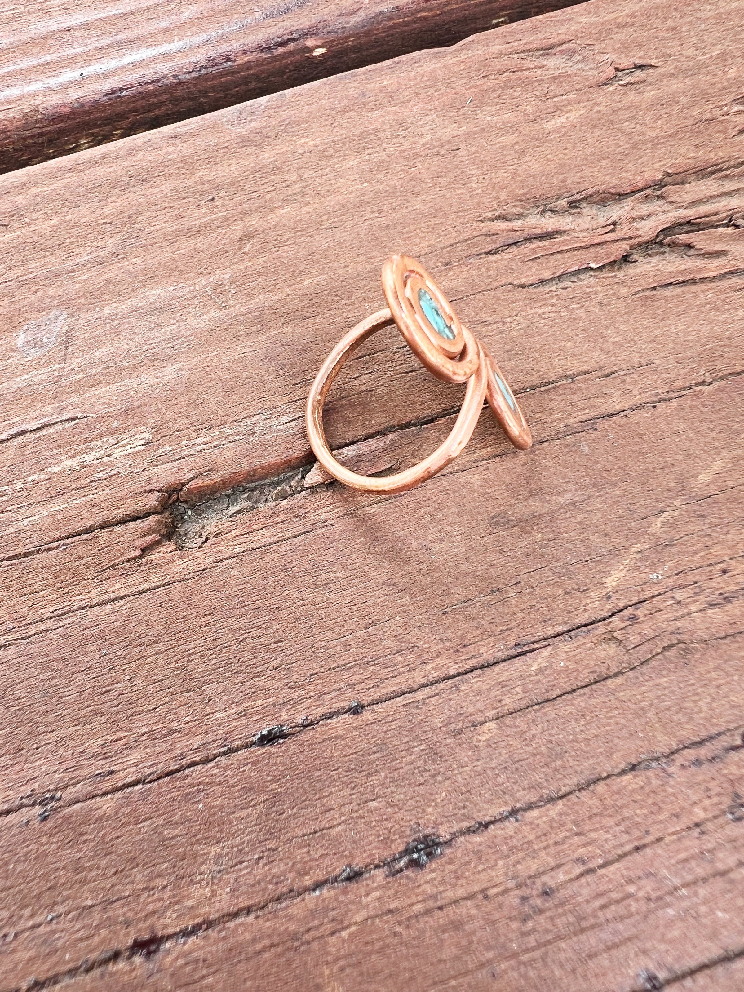 The Copper and Turquoise Adjustable Ring