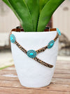 The Turquoise Concho Belt in Leopard