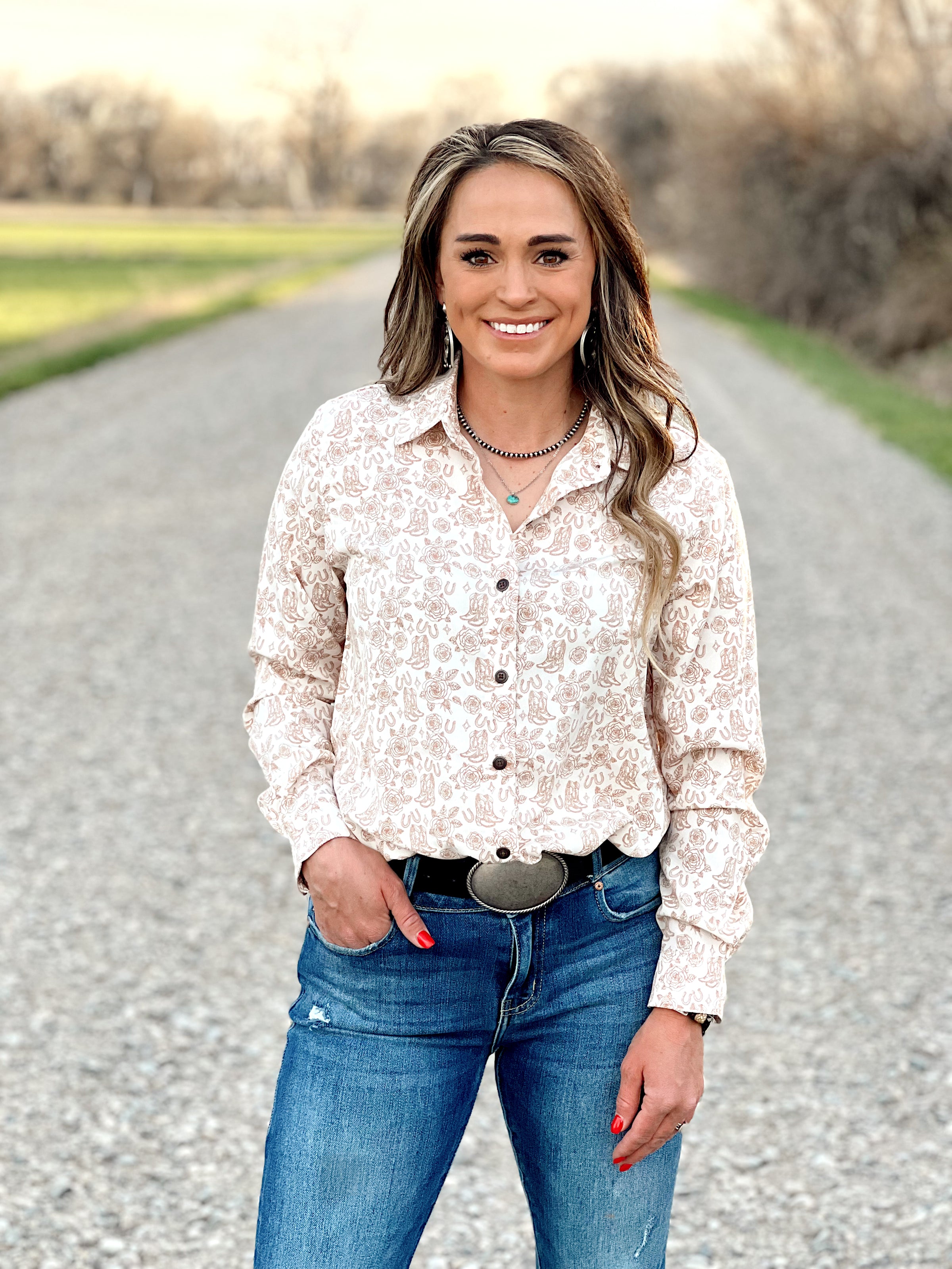 The Western Rose Button Up