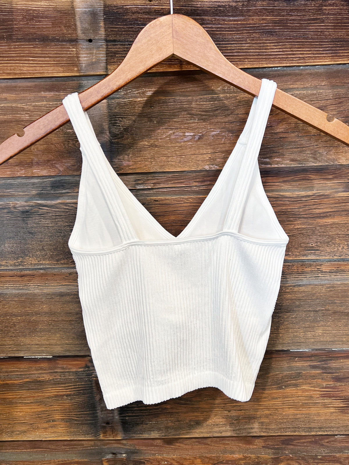 The Seamless Ribbed Bralette in White