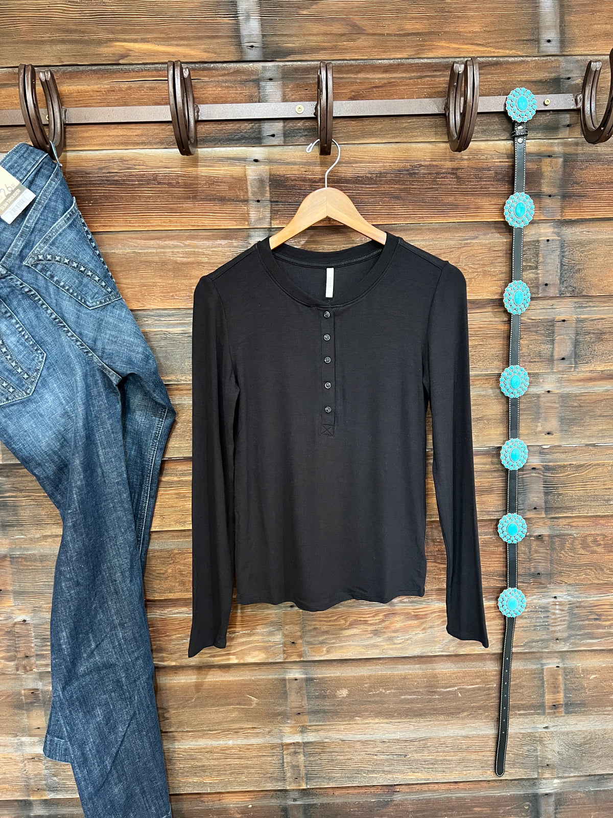 The Classic Henley Top in Black
