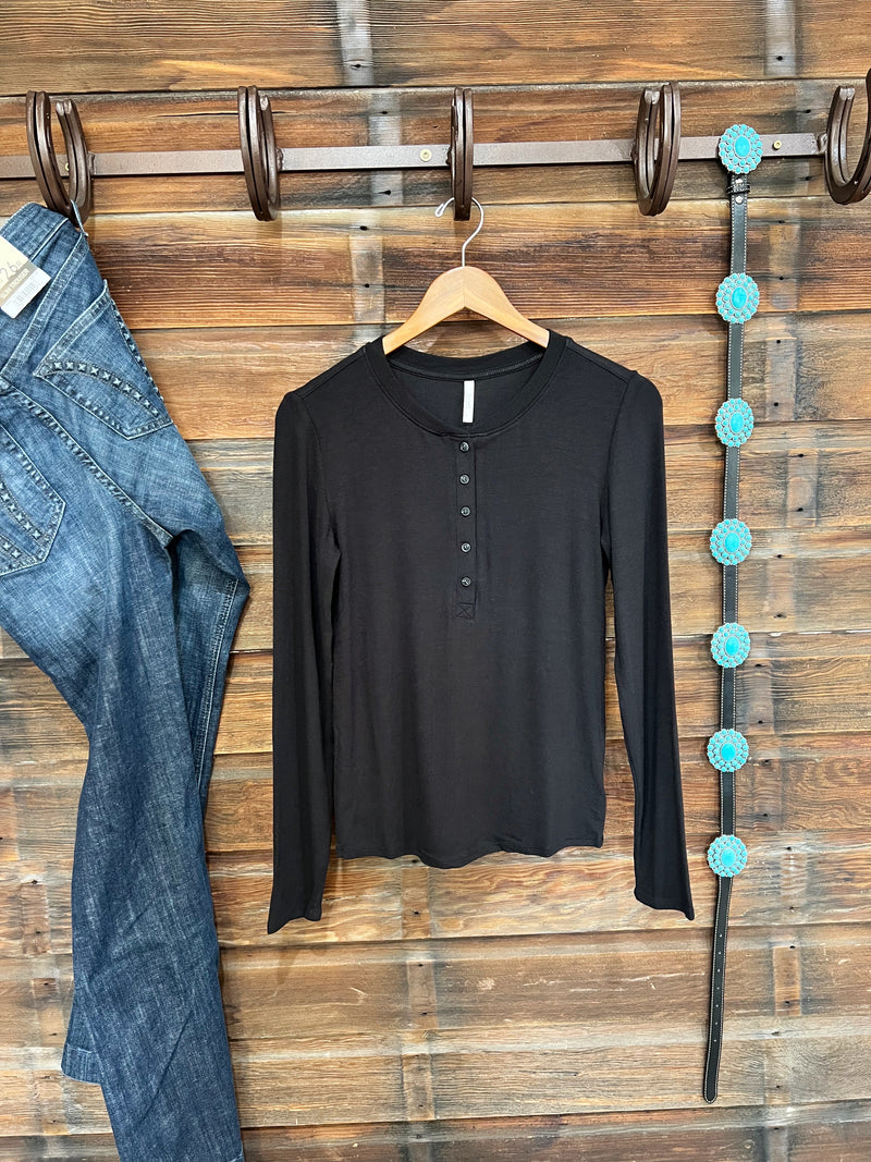 The Classic Henley Top in Black