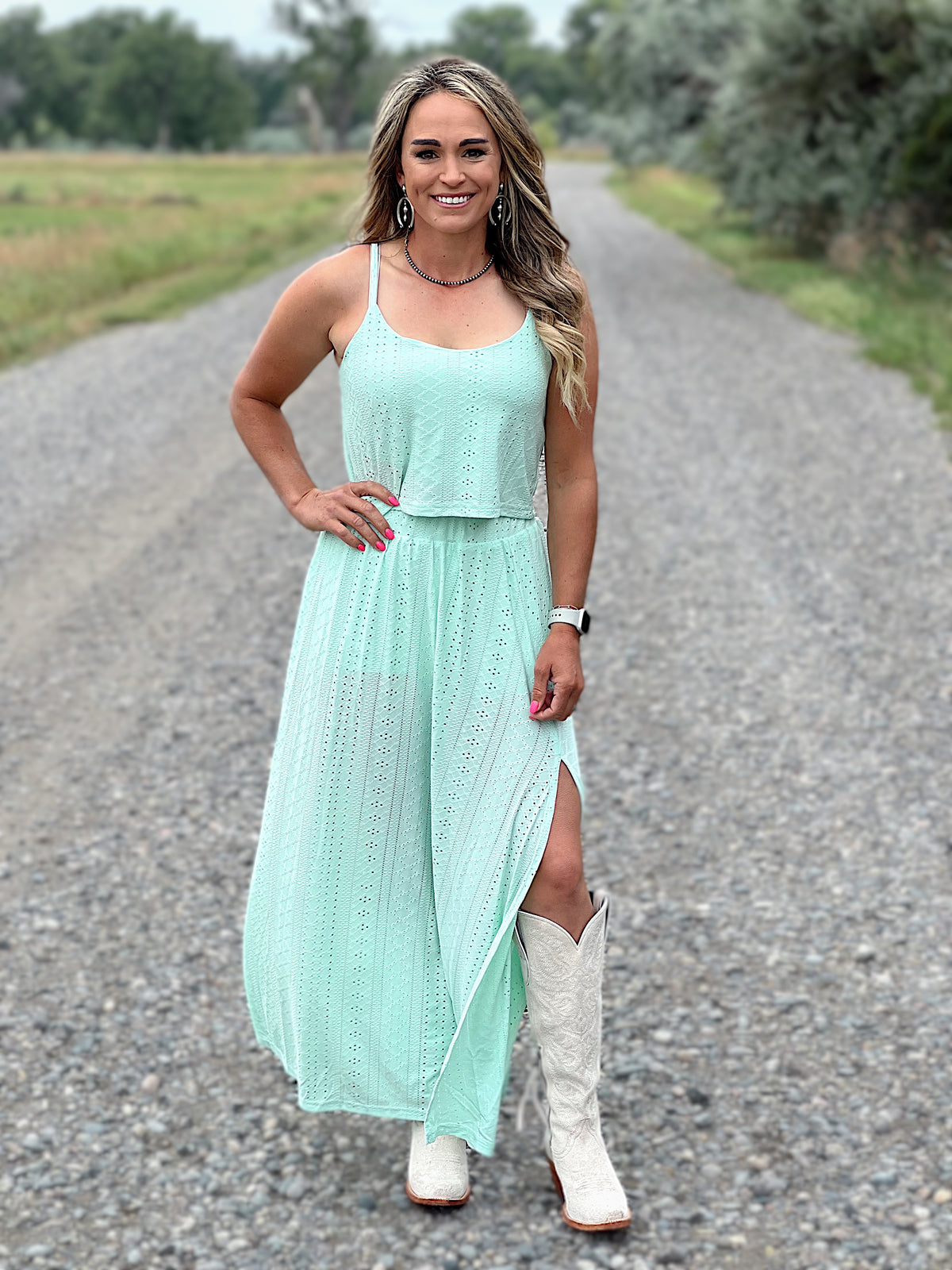 The Mint Blouse and Skirt Set