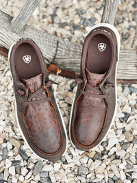 The Mens Waterproof Leather Slip On Shoe in Brown Ostrich