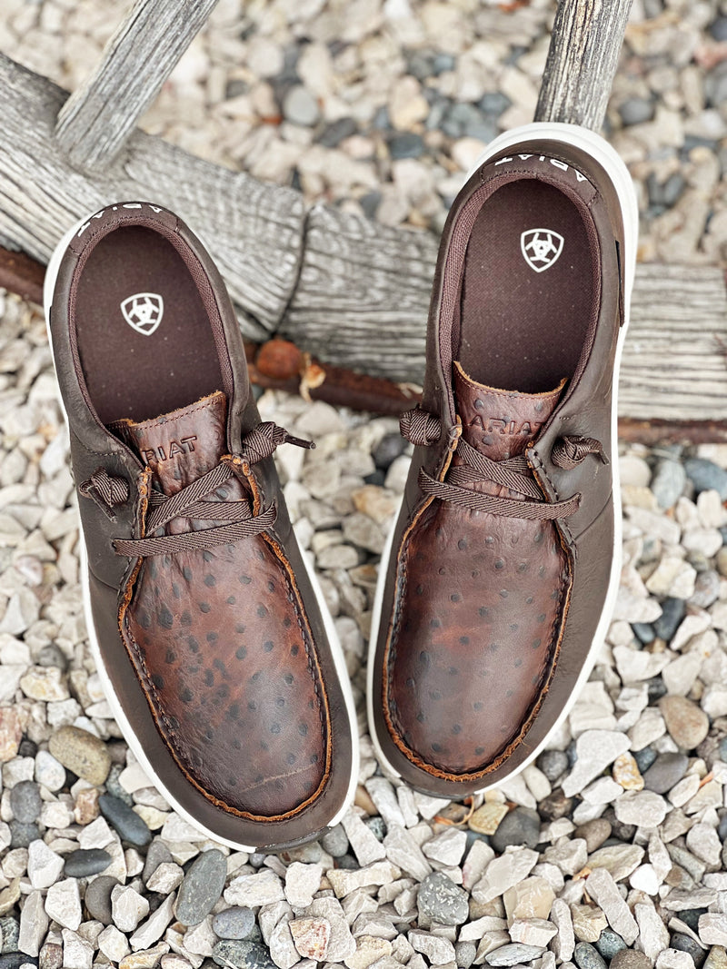 The Mens Waterproof Leather Slip On Shoe in Brown Ostrich