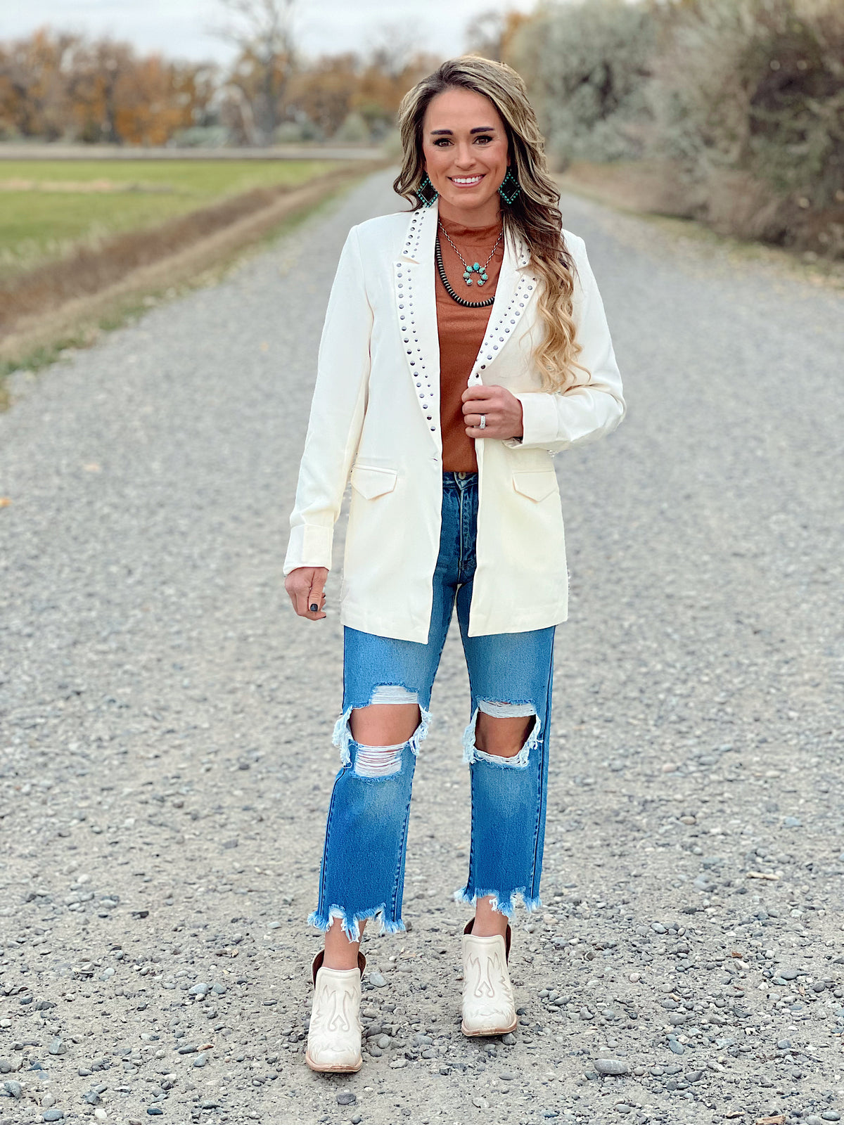 The Studded White Blazer