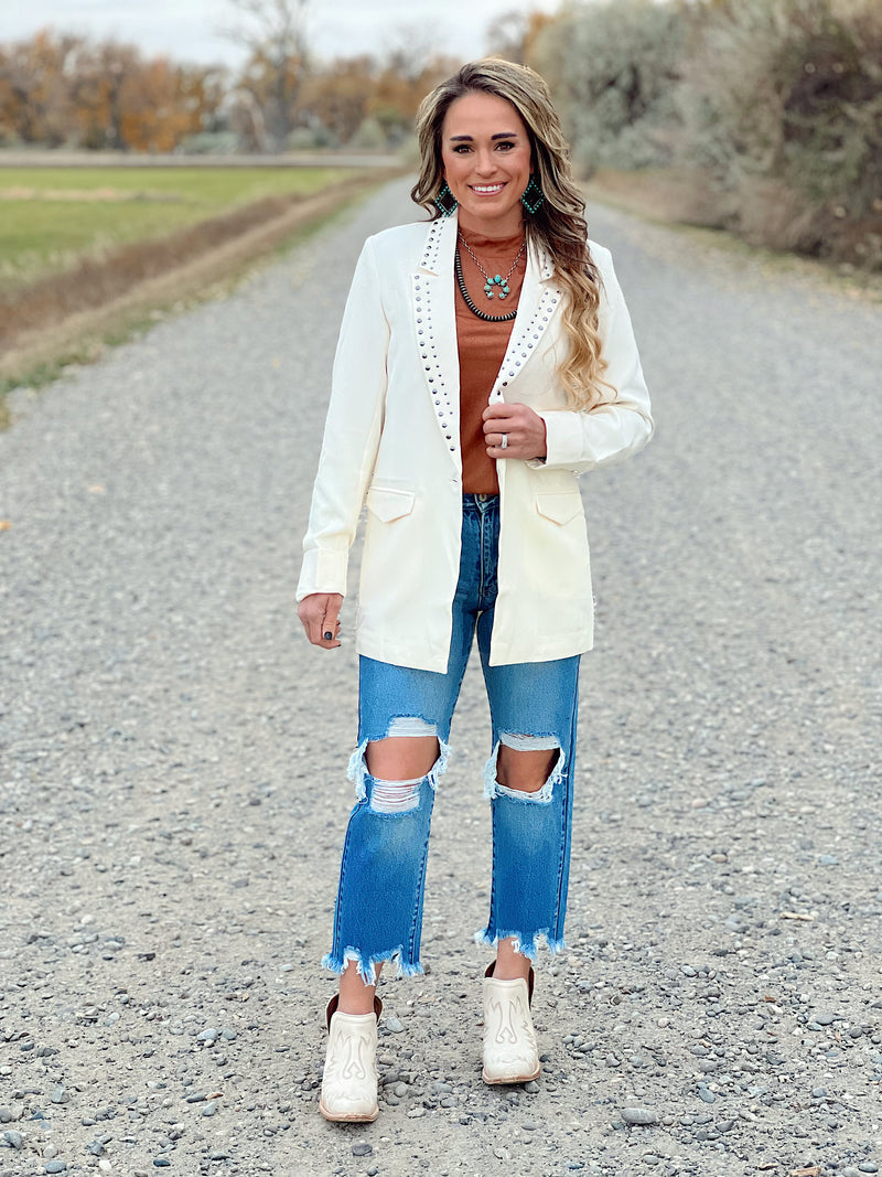 The Studded White Blazer