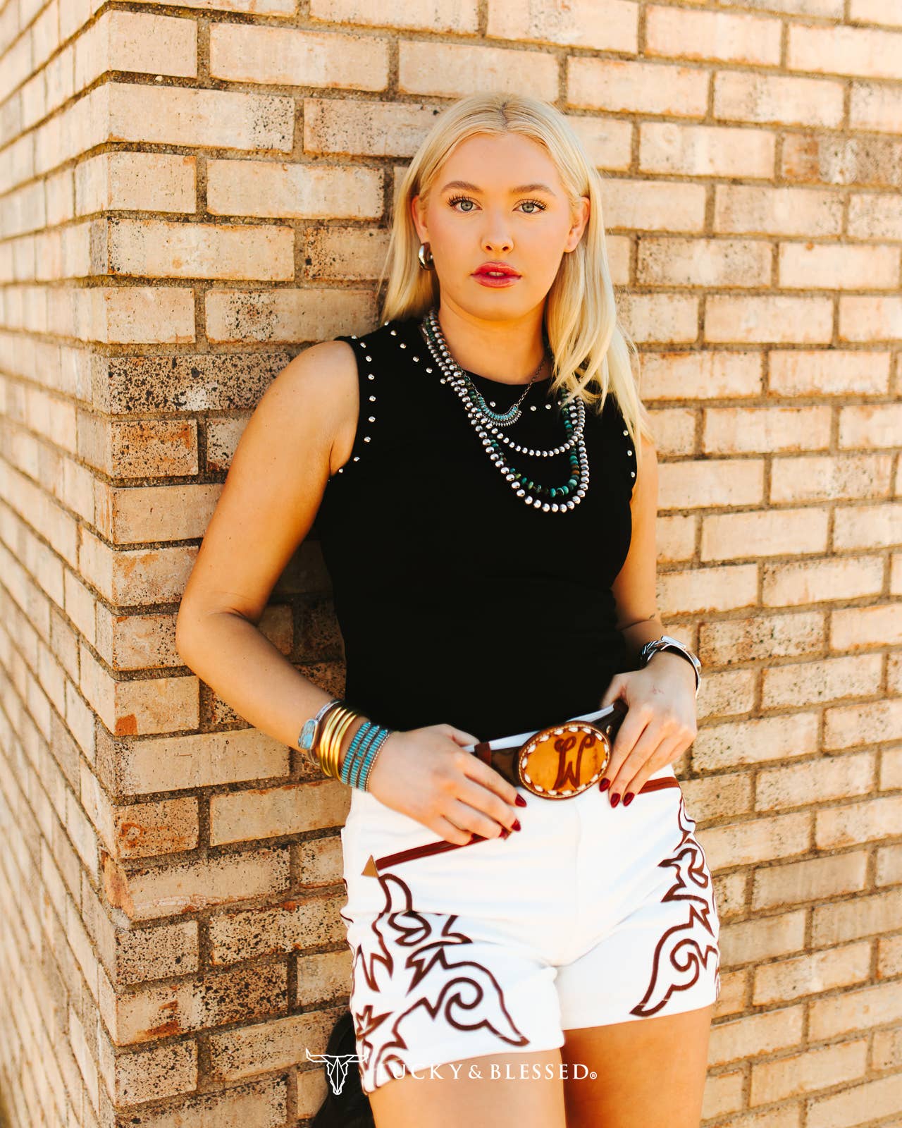 Black Vintage Silver Studded Tank Top