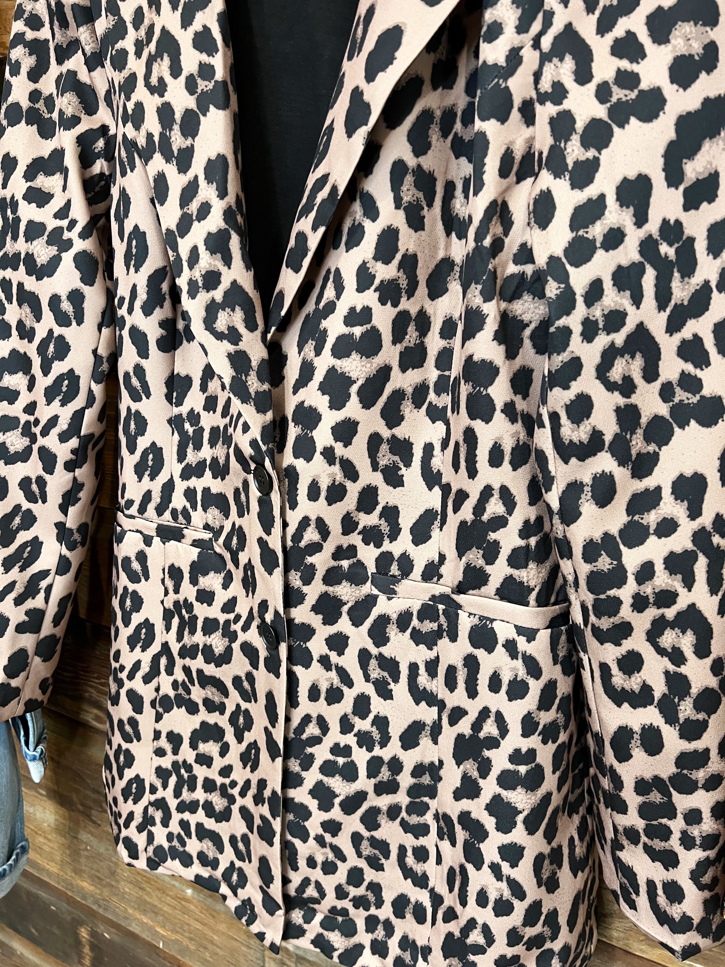 Long hot sale leopard blazer