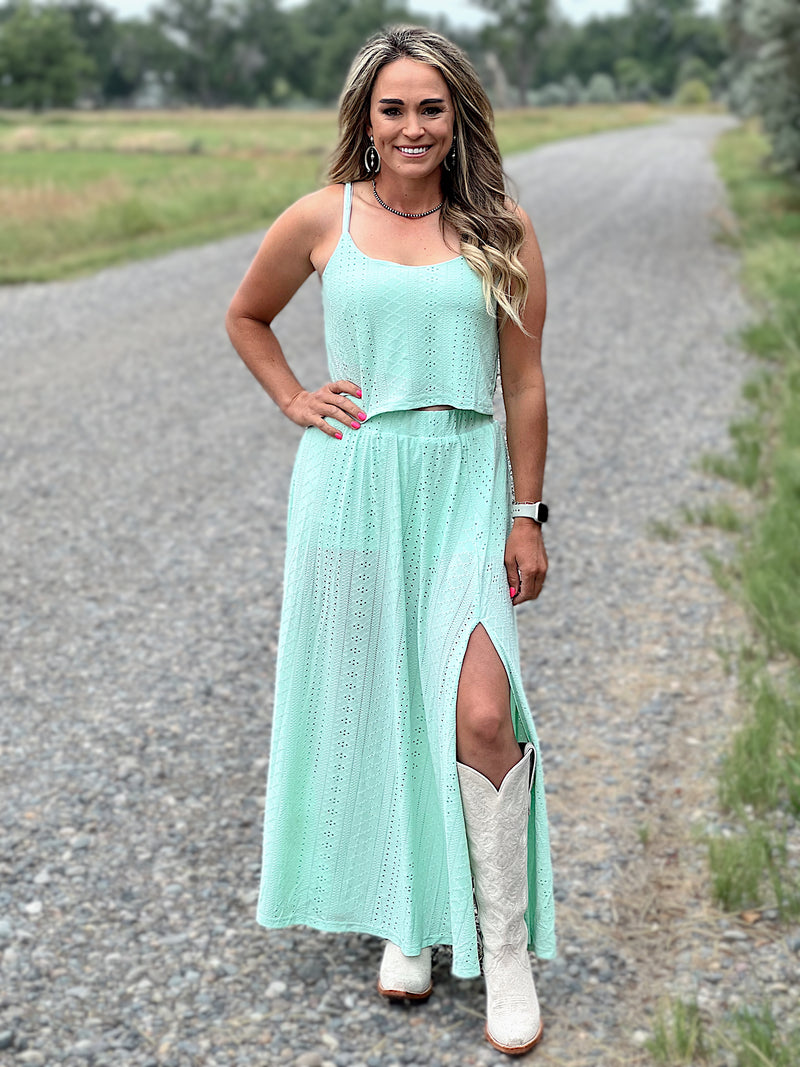 The Mint Blouse and Skirt Set