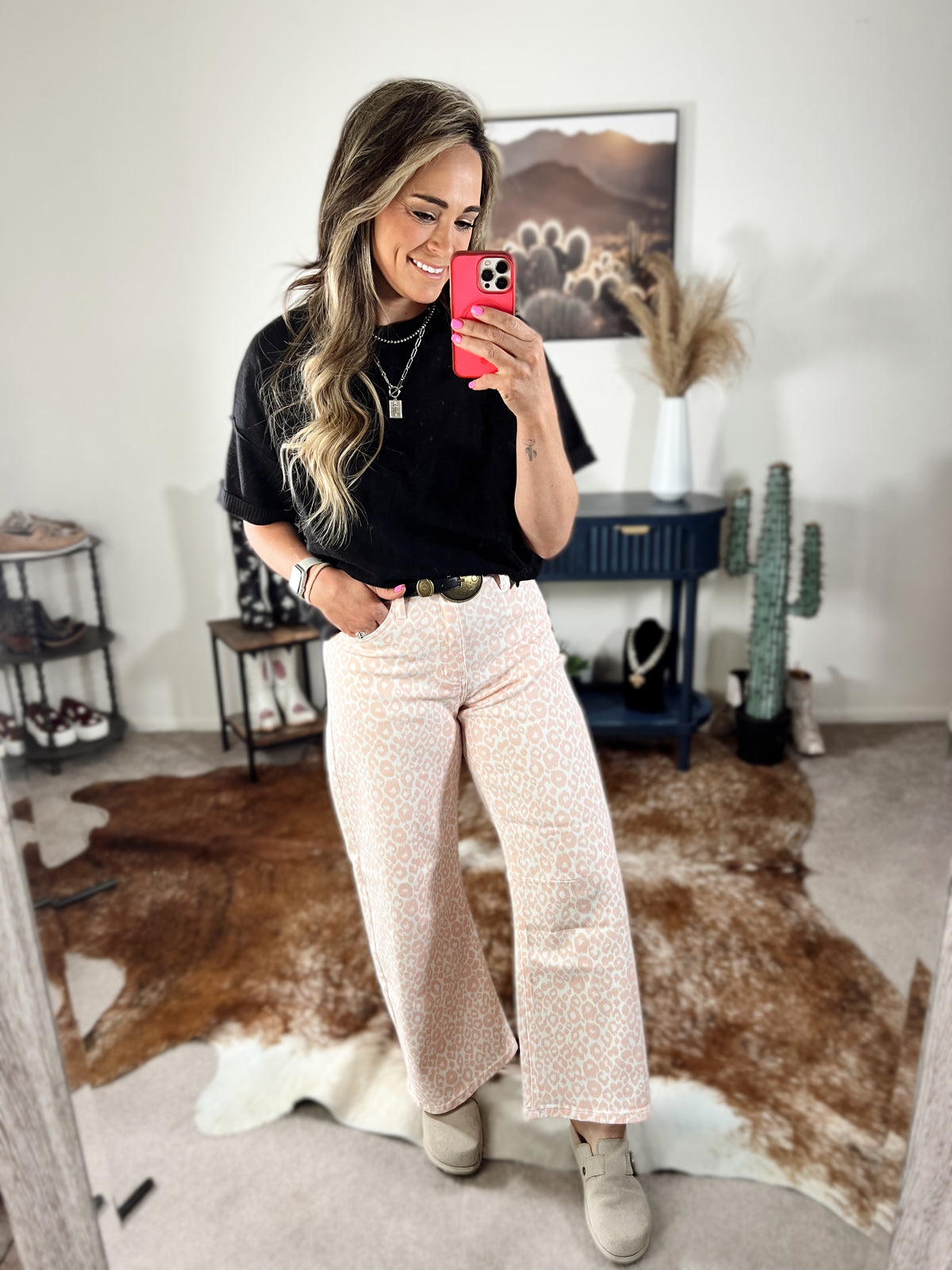 The Blush Leopard Crop Denim Jean