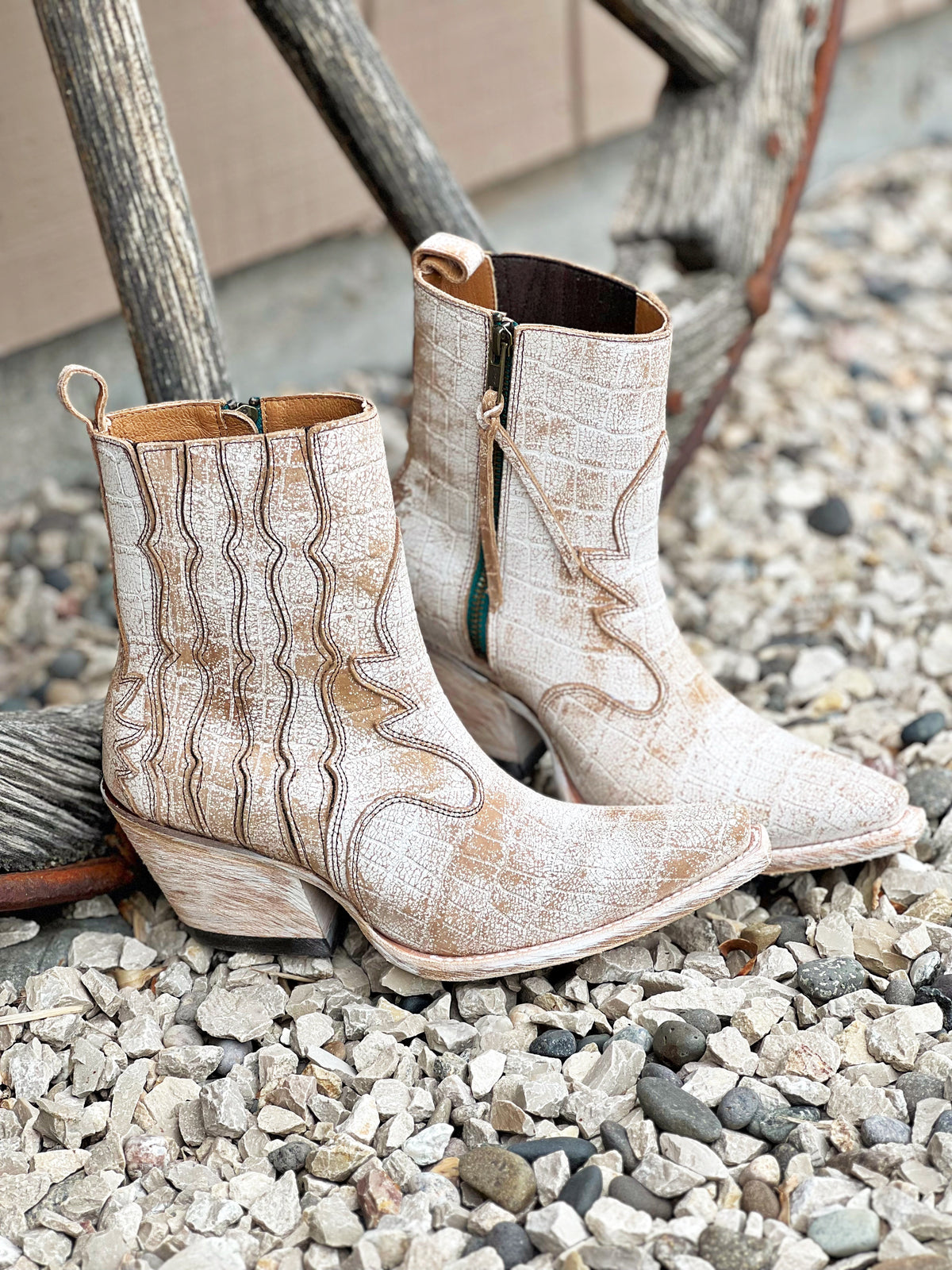 The Jade Boot in Ivory Croc