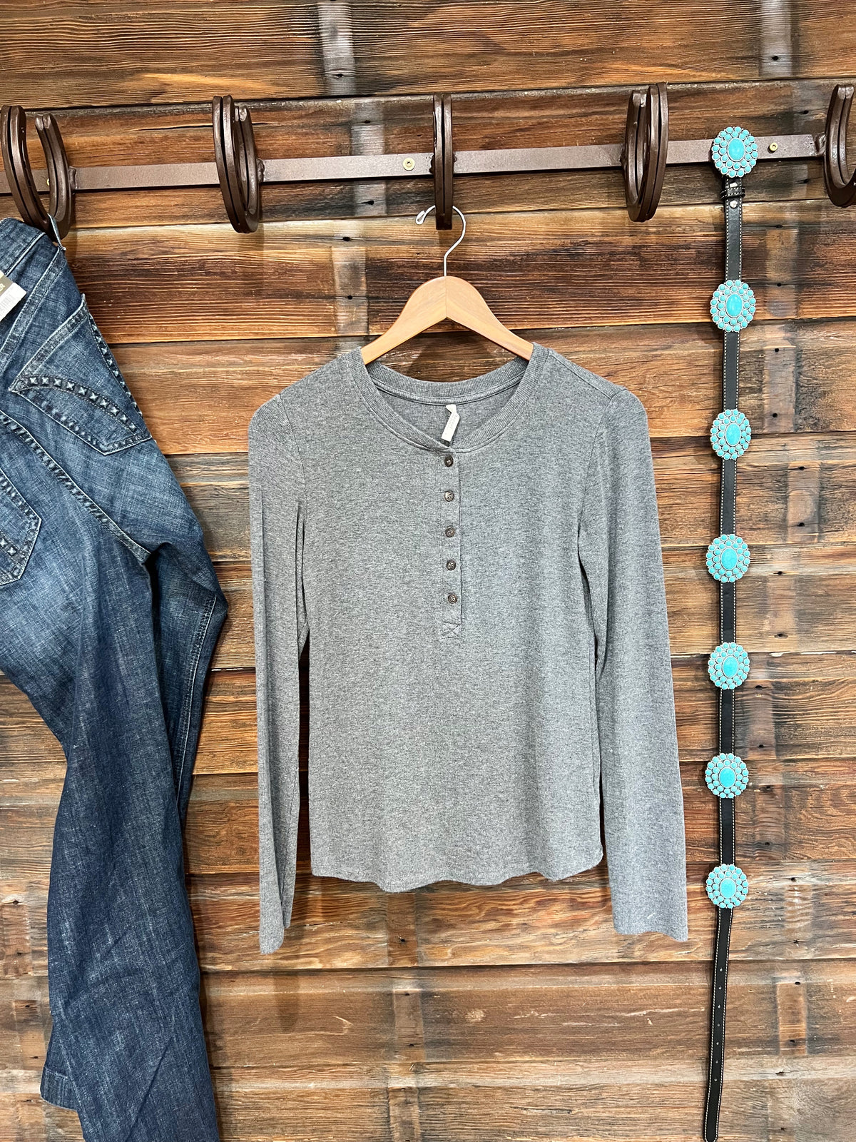 The Classic Henley Top in Grey