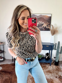 The Leopard Print Crew Neck Top
