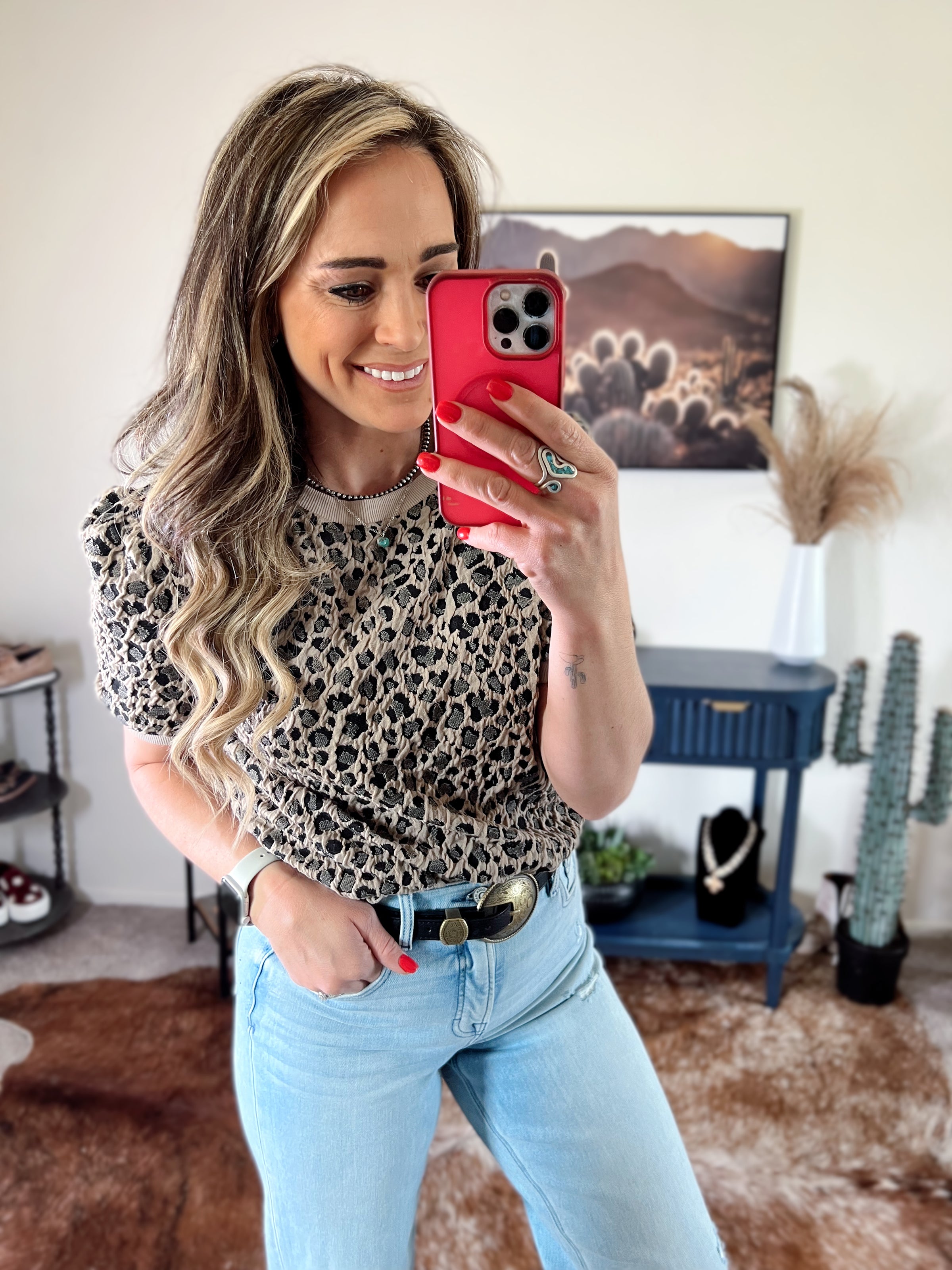 The Leopard Print Crew Neck Top