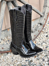 The Casanova Boot in Black Croc