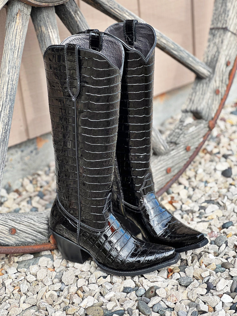 The Casanova Boot in Black Croc