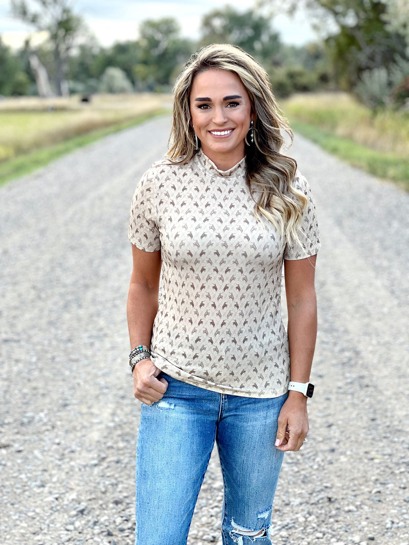 The Bronc Mock Neck Tee