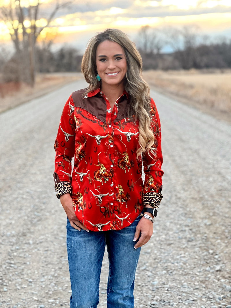 The Red Classic Cowboy Button Up