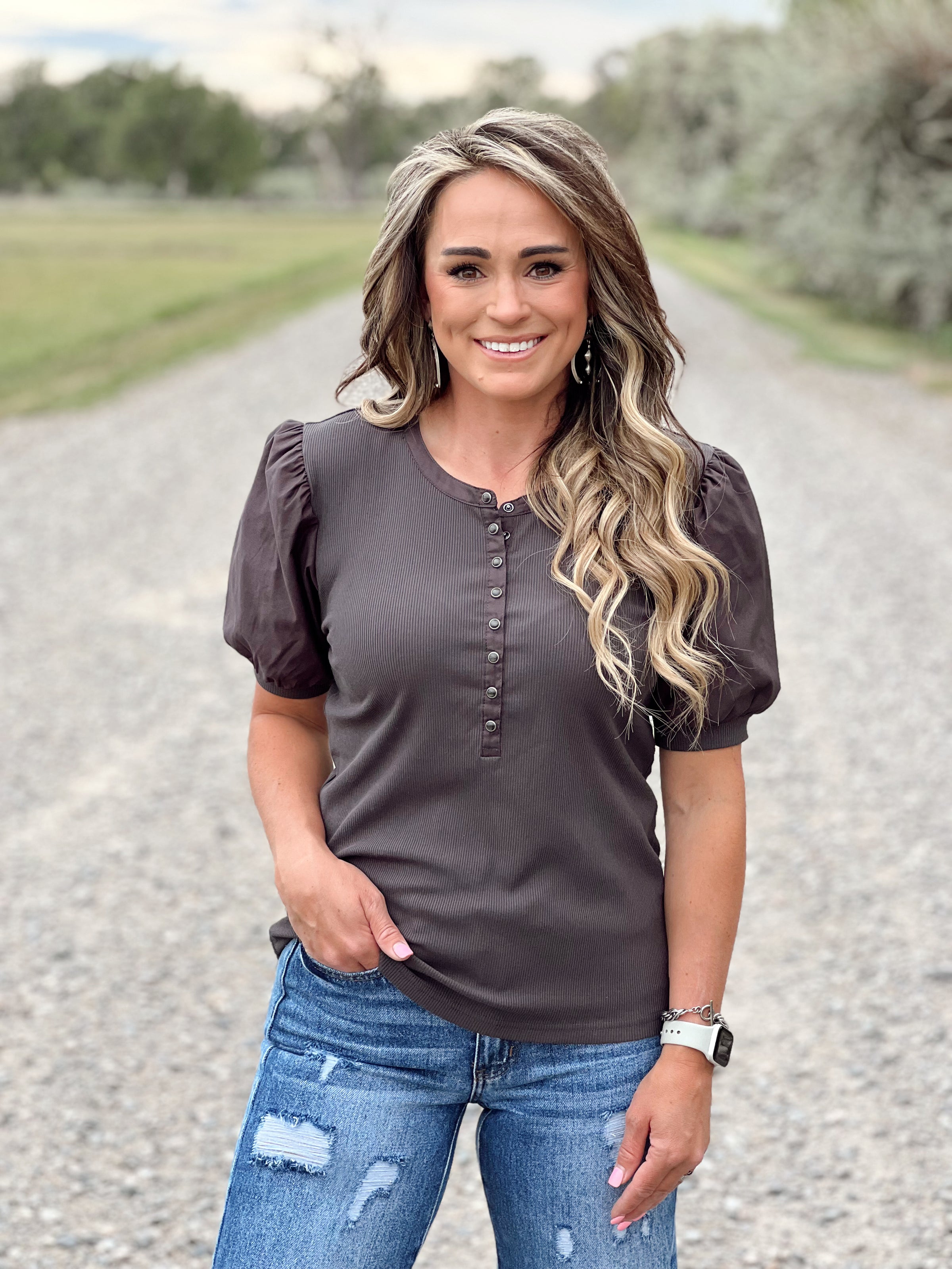 The Red Bluff Top in Charcoal