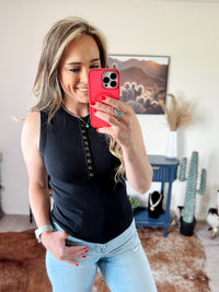 The Button Up Basic Tank In Black