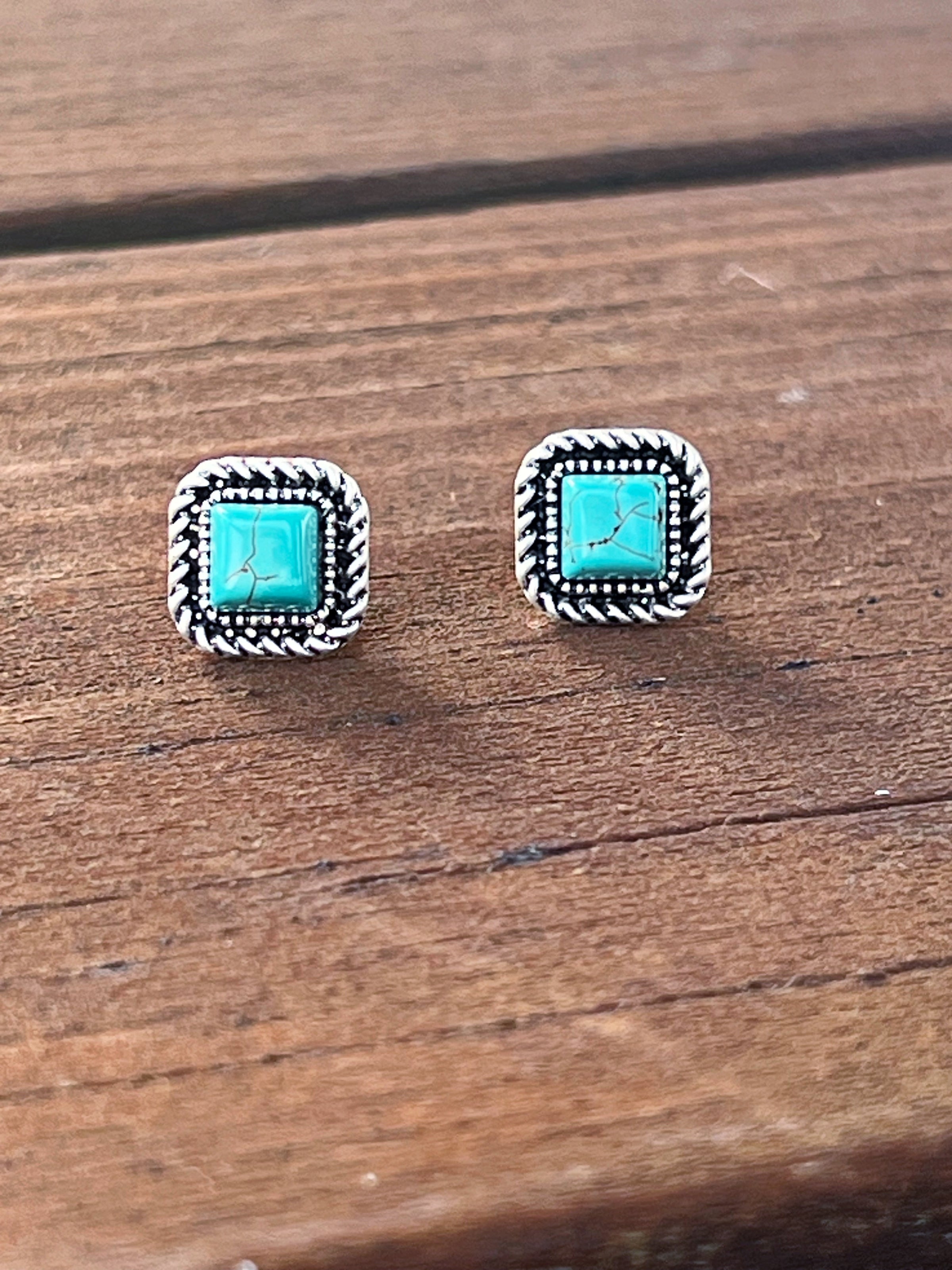 The Square Turquoise Stud Earring