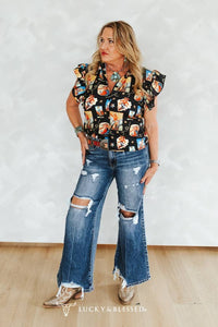 The Distressed High Rise Wide Leg Jeans