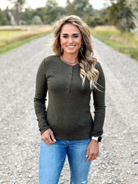 The Classic Henley Top in Forest Green