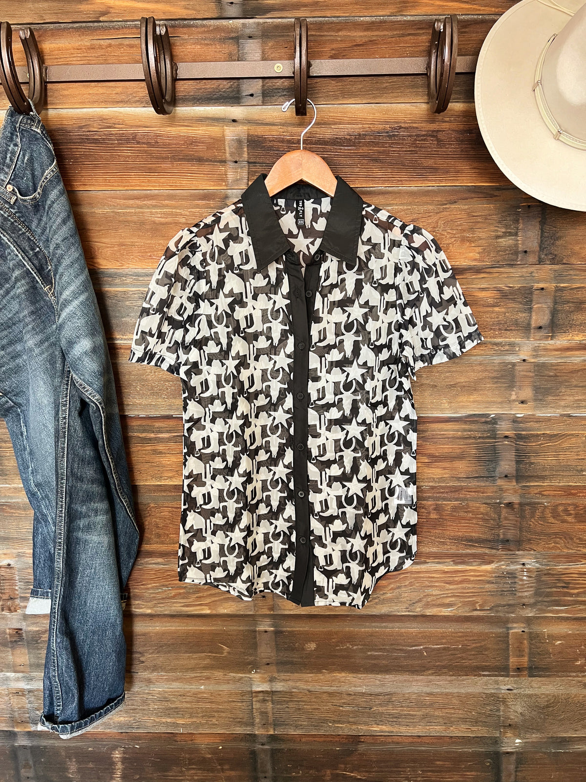 The Western Icon Mesh Button Up