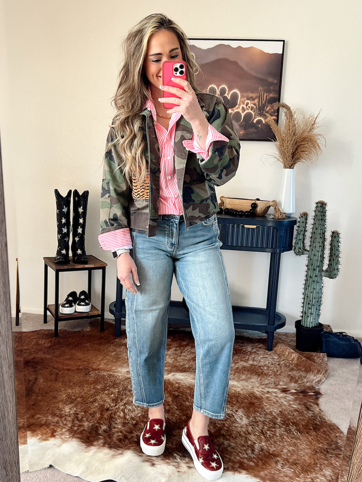 Camo jacket with Tiger Print contrast