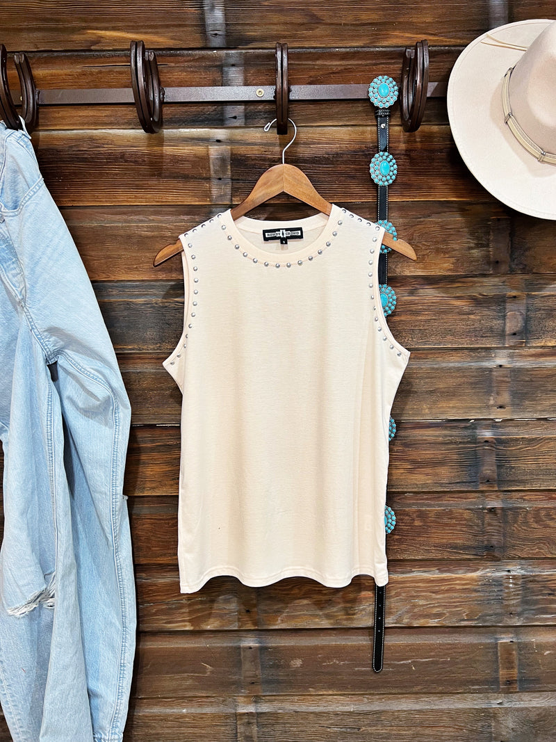 The Cream Studded Tank