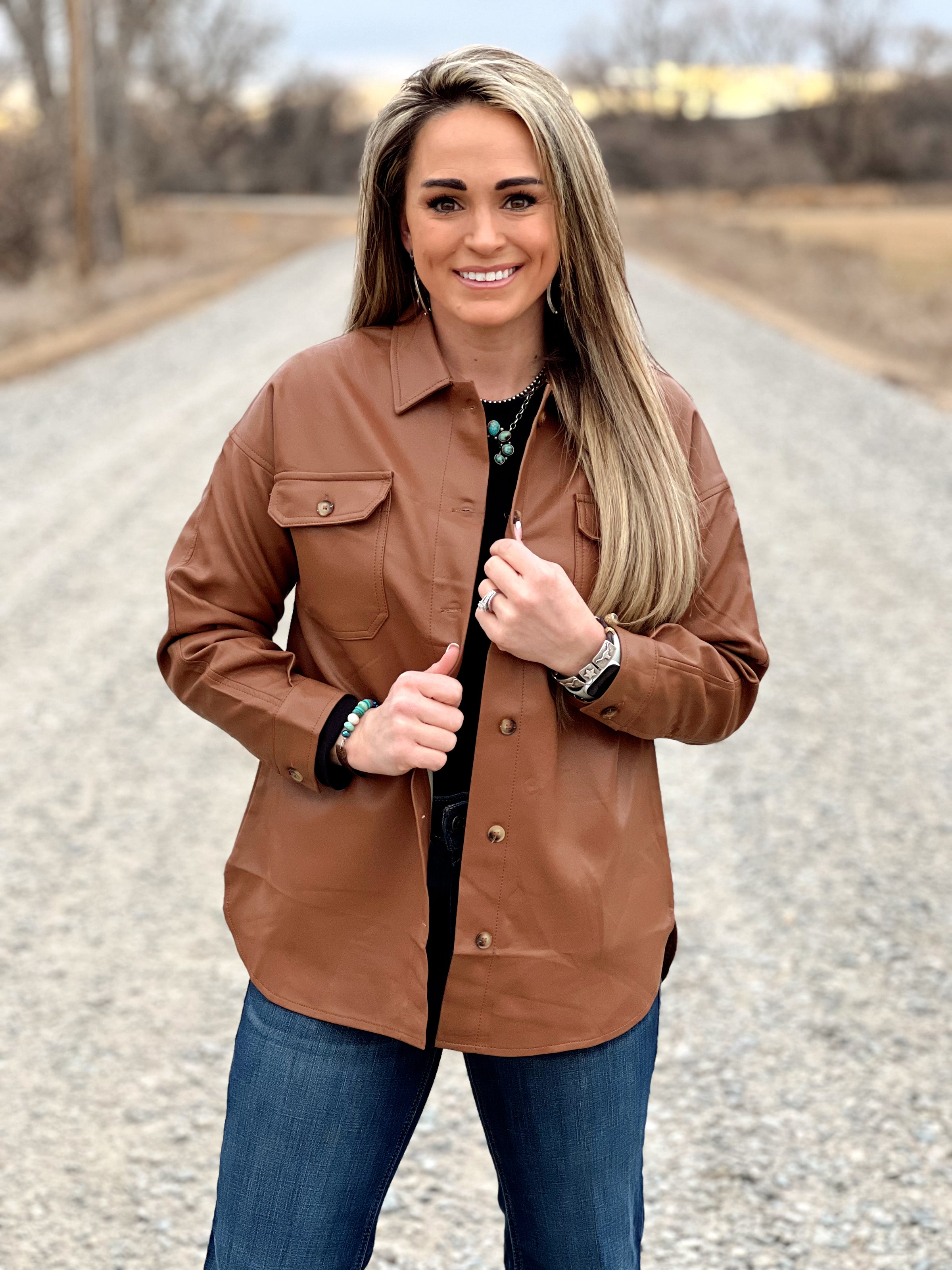 The Leather Button Up Shirt Jacket