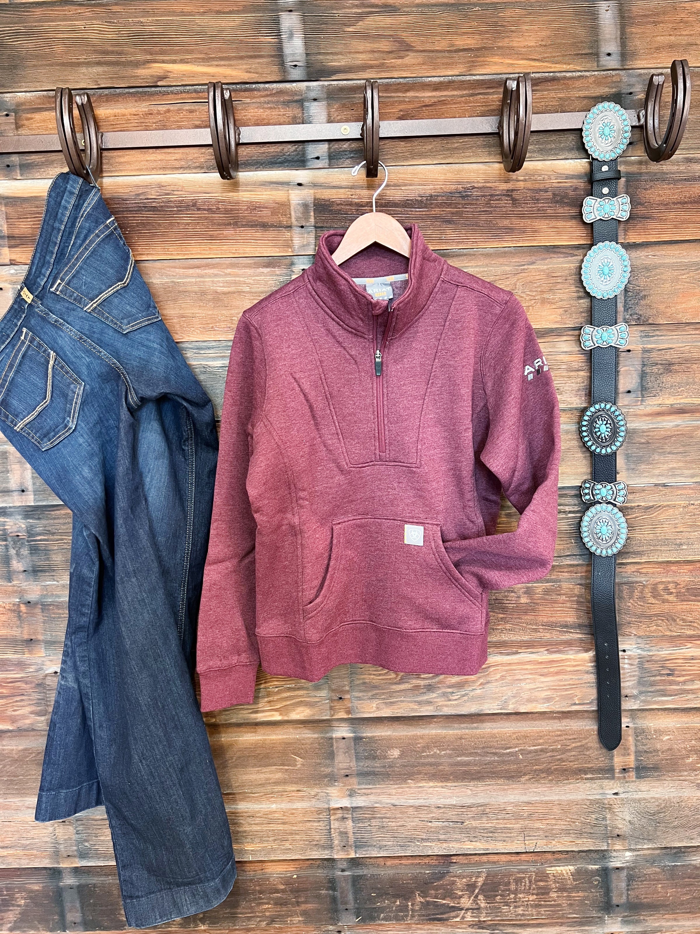 The Rebar Funnel Neck Sweatshirt in Maroon
