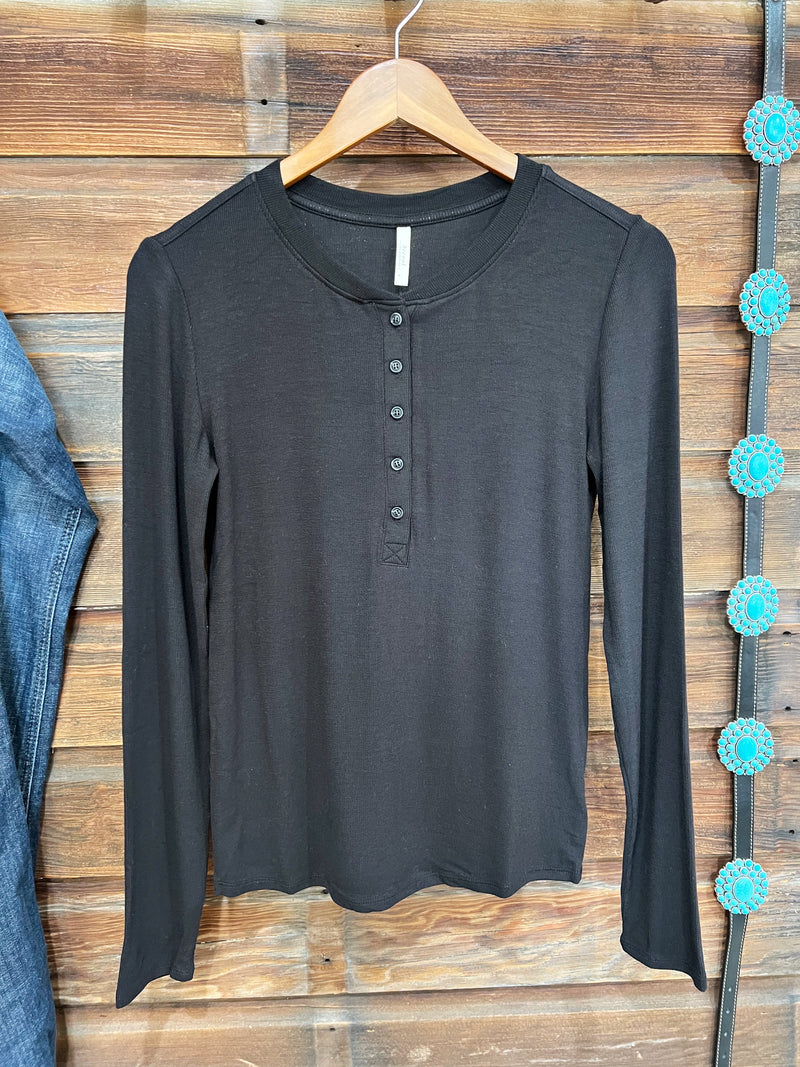 The Classic Henley Top in Black