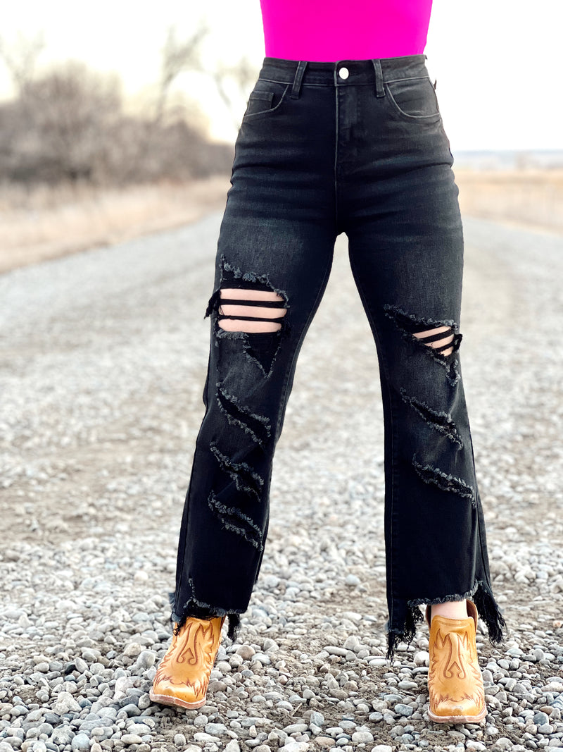 The Blakeley Black Distressed Jean – Follow Your Arrow Montana