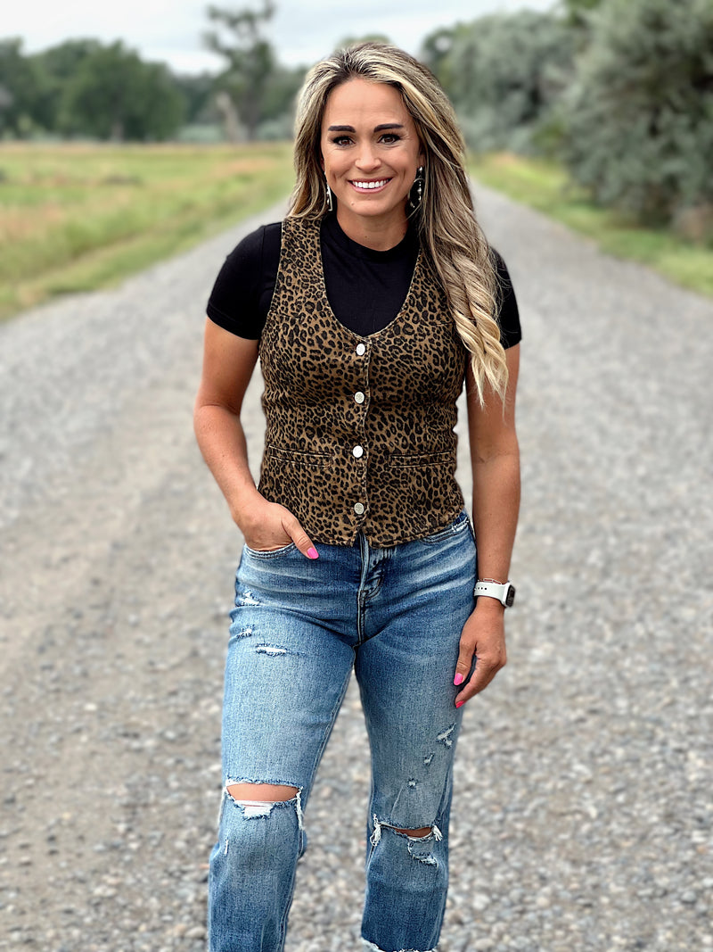 The Leopard Denim Vest