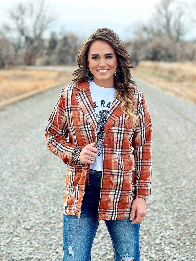 The Plaid Blazer in Rust